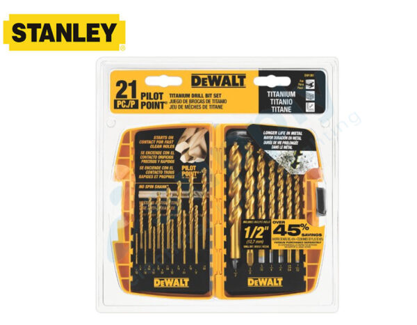 Dewalt DW1361 21 Pc Pilot Point® Titanium Drill Bit Set