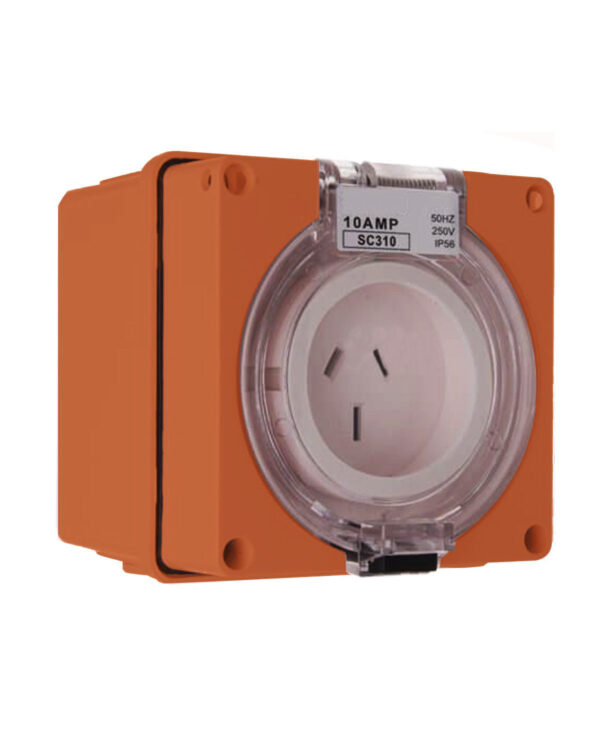 PULSET Single Phase 3 Flat Pin Socket 15 Amp Resistive Orange IP/SC315/RO