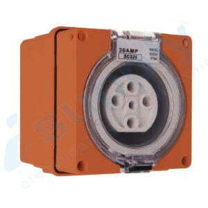 PULSET Single Phase 5 Round Pin Socket 32 Amp Resistive Orange IP/SC532/RO