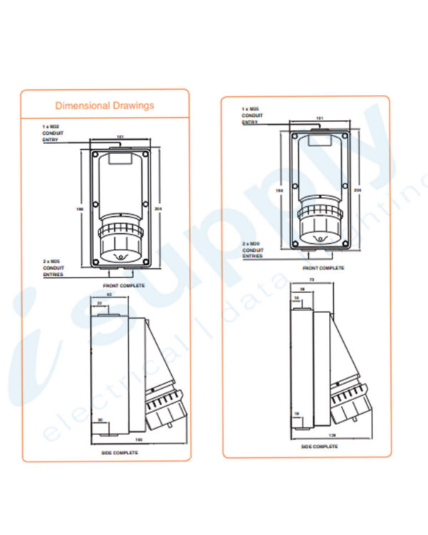 PULSET Three Phase 5 Pin 50Amp Appliance Inlet IP66 IP/AI550 - Image 4